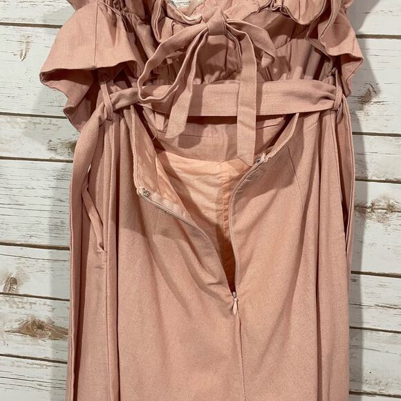 Saints + Secrets Strapless Cropped Linen Jumpsuit - Pink - Small - Picture 11 of 16